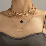 Collar y Aretes Cobre "Emoticon" Esmalte Negro Chapa Oro 10k