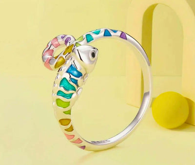 SR0021 - Anillo S925 Ley Recina Epoxica "Camaleón" Ajustable Calenbi Calenbi Joyería