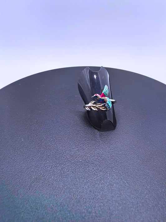 SR0018 - Anillo S925 Ley Colibrí Recina Epoxica Ajustable Calenbi