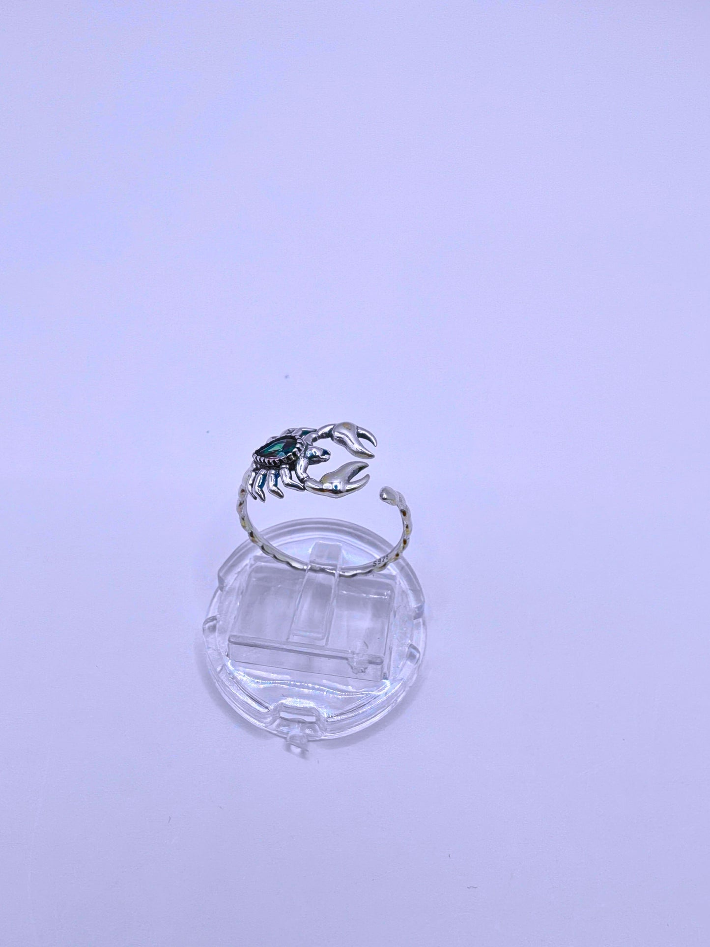 SR0044 - Anillo S925 Ley "Alacrán" Circonita Morada Ajustable Calenbi