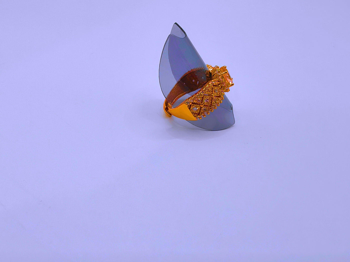 RB0061 - Anillo Acero Inoxidable Circonita Chapa Oro Rosa 14K Calenbi Calenbi Joyería