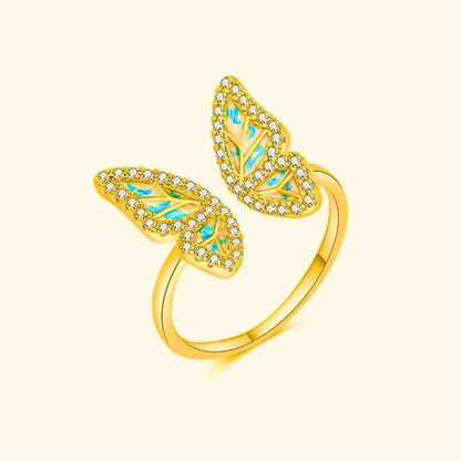 RB0025 - Anillo Cobre Mariposa Ajustable Chapa Oro 10K Calenbi Calenbi Joyería