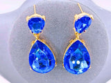 NEB0005 - Pendientes Cobre Gota Circonita Cubica Azul Chapa Oro 10k Calenbi Calenbi Joyería