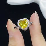 Anillo Cobre Corazón Amarillo Plateado Ajustable