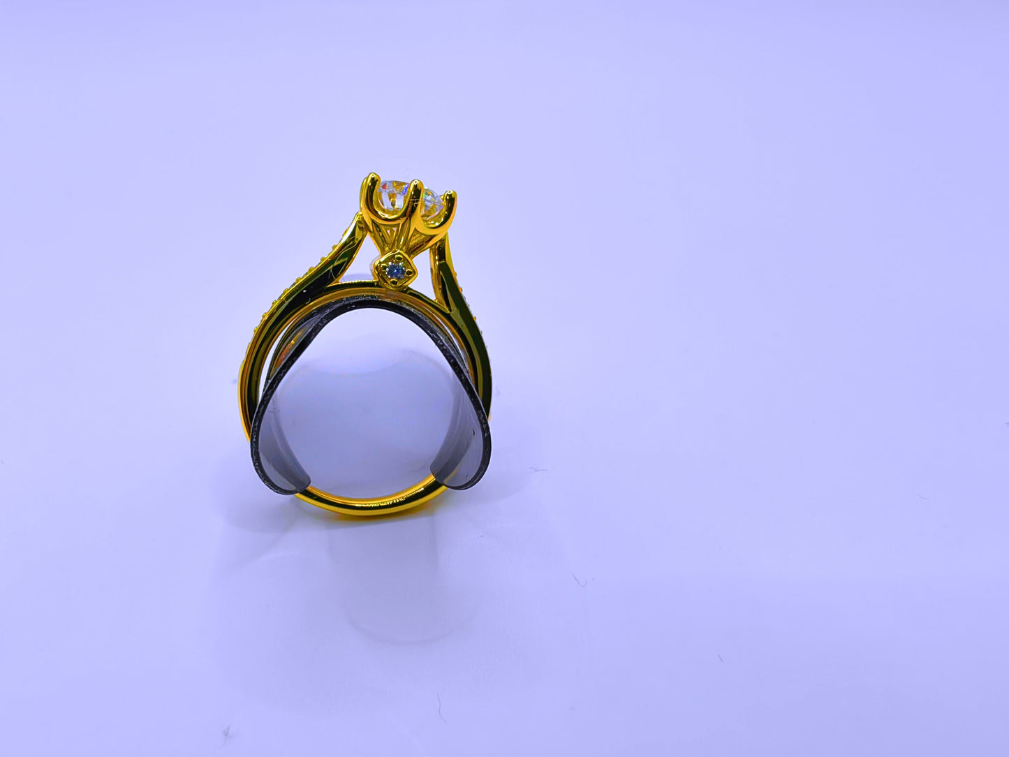 SR0050 - Anillo S925 Ley "Compromiso 2" Circonita Cubica Blanca Chapa Oro 14k Calenbi