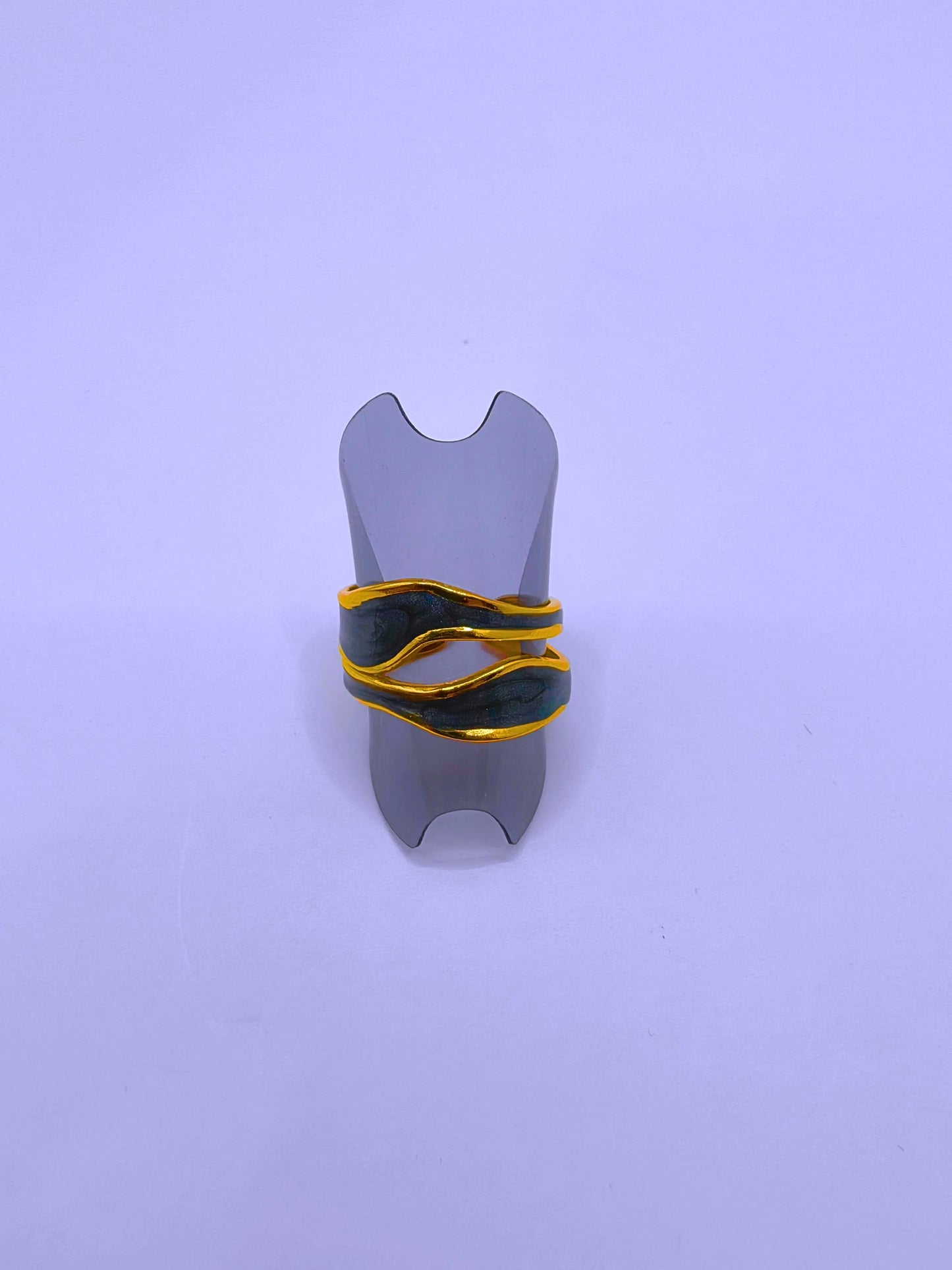 RB0006-10 Anillo Acero Inoxidable Epoxica Chapa Oro 10k Calenbi Calenbi Joyería