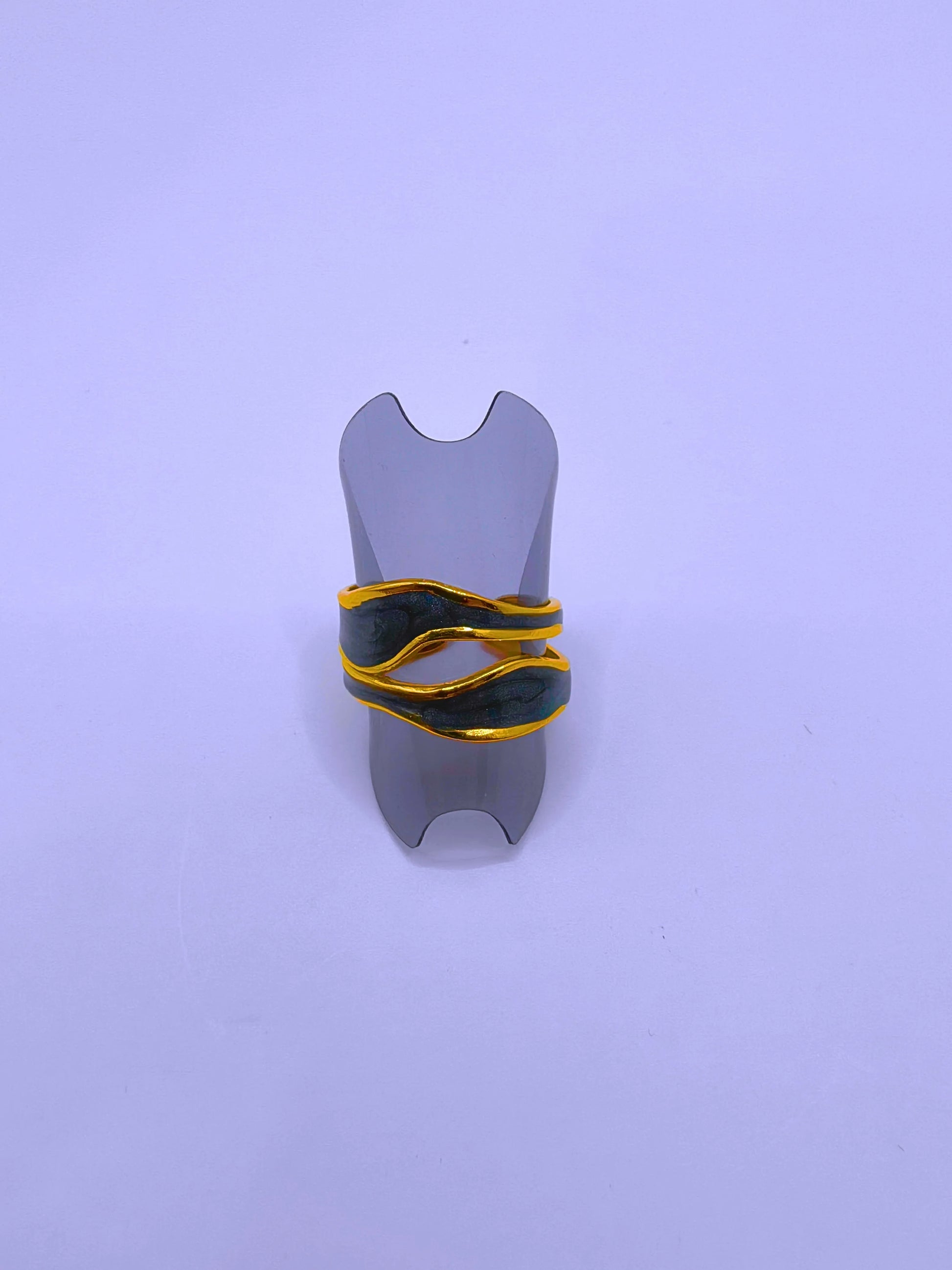 RB0006-10 Anillo Acero Inoxidable Epoxica Chapa Oro 10k Calenbi Calenbi Joyería
