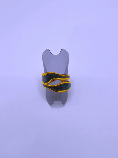 RB0006-10 Anillo Acero Inoxidable Epoxica Chapa Oro 10k Calenbi Calenbi Joyería