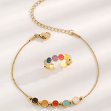 Anillo y Pulsera Acero Inoxidable Carita Feliz Chapa Oro 10k Calenbi