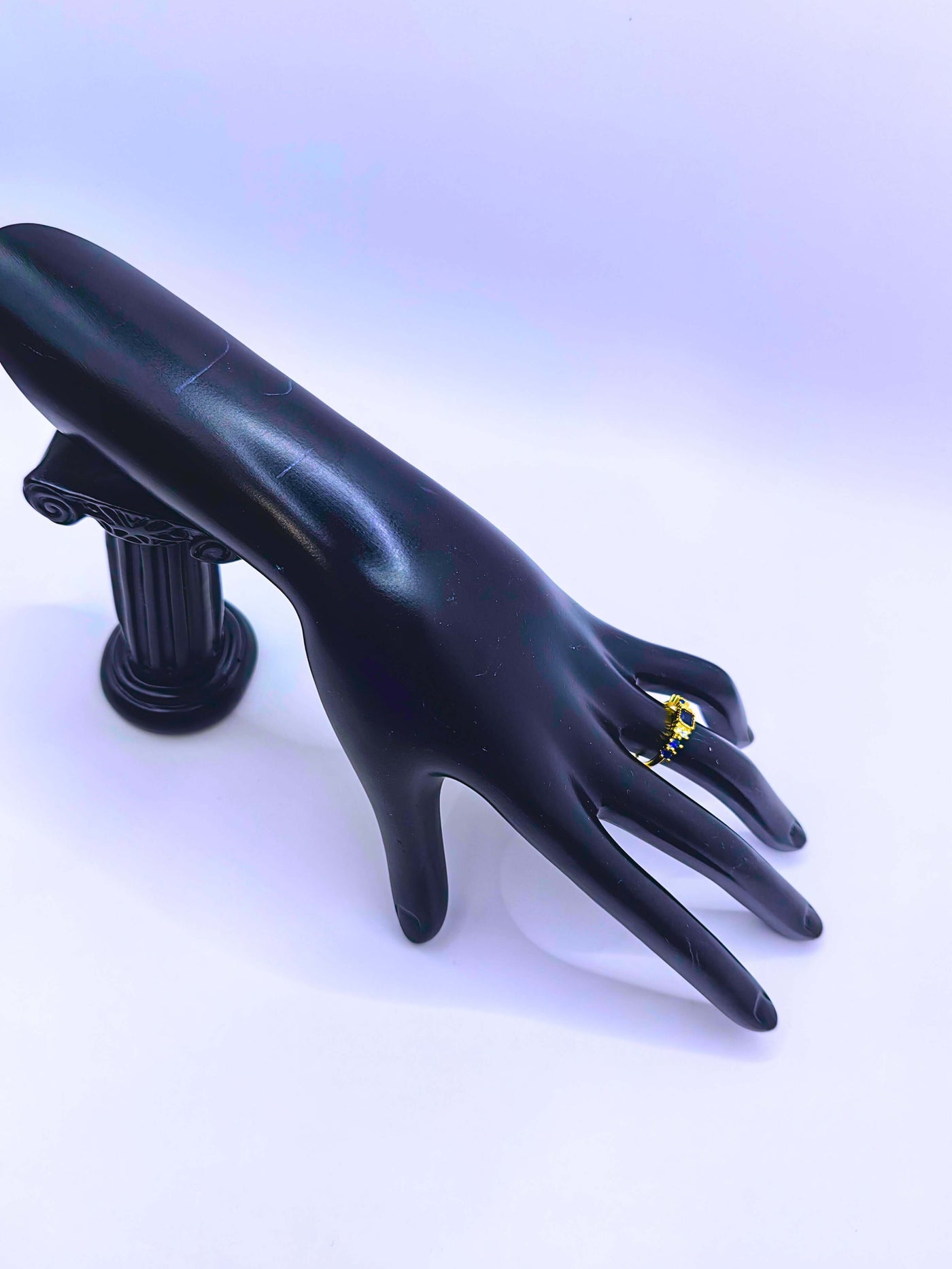 SR0029 - Anillo S925 Ley Circonita Cubica Azul Marino Chapa Oro 12K Cerrado Calenbi Calenbi Joyería