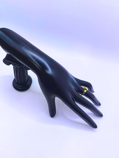 SR0029 - Anillo S925 Ley Circonita Cubica Azul Marino Chapa Oro 12K Cerrado Calenbi Calenbi Joyería