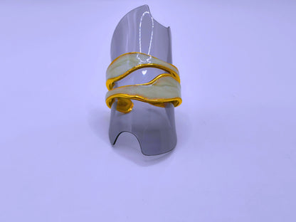 RB0006-10 Anillo Acero Inoxidable Epoxica Chapa Oro 10k Calenbi Calenbi Joyería