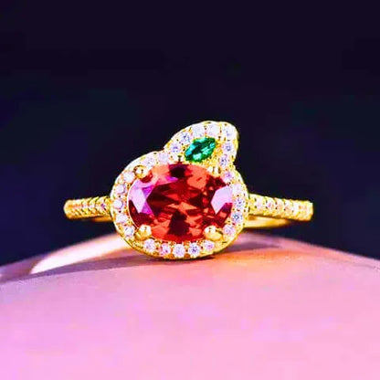 RB0022 - Anillo Cobre Zanahoria Circonita Cubica Naranja y Verde Calenbi Calenbi Joyería