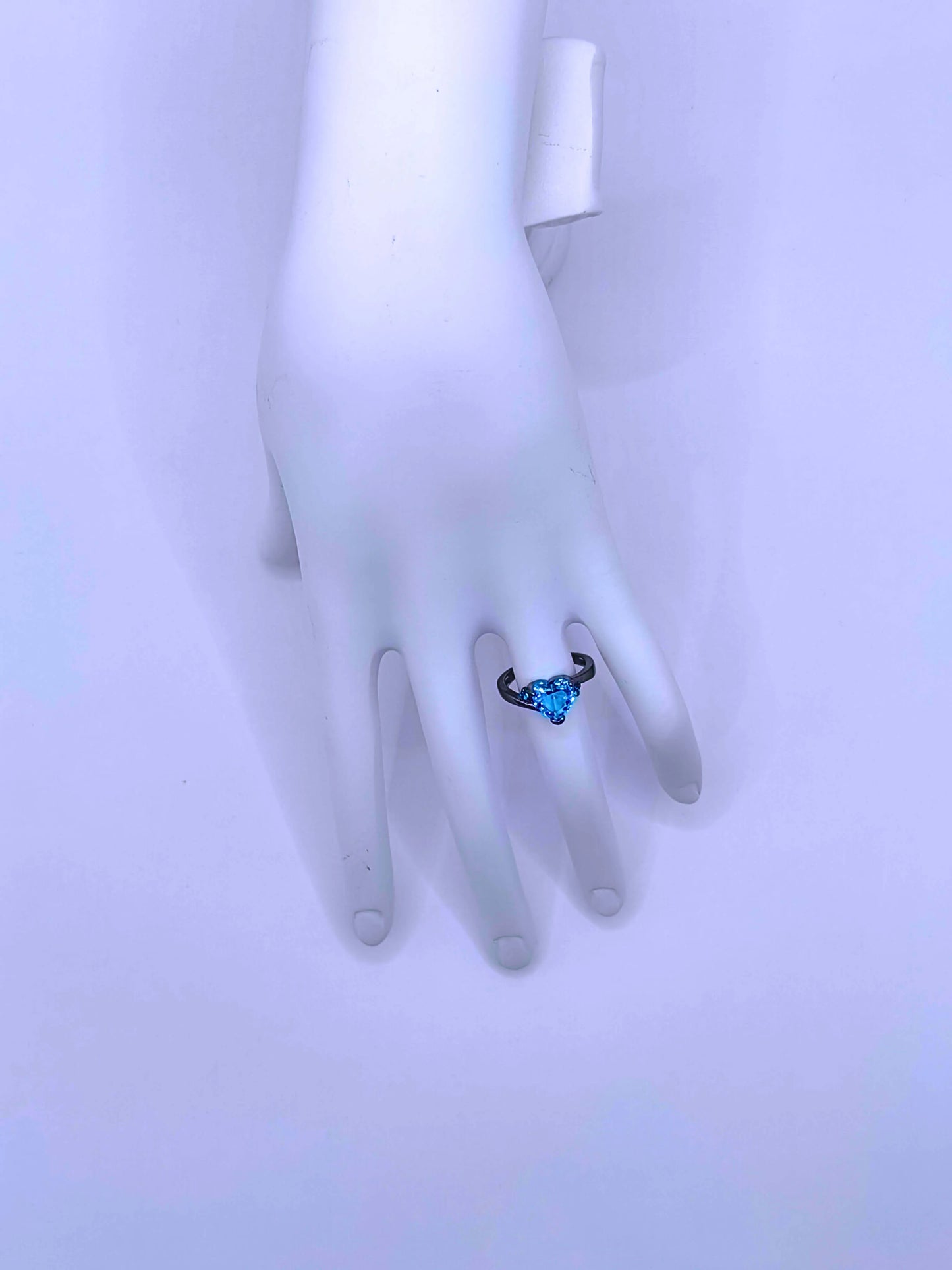 RB0063 - Anillo Cobre Circonita Cubica Azul Cerrado Negro Calenbi Calenbi Joyería