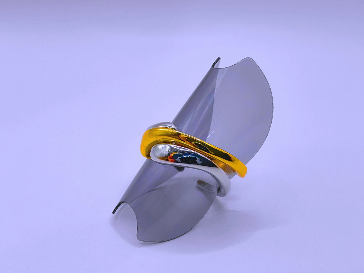 RB0064 - Anillo Acero Inoxidable Doble Chapa Oro 10k Calenbi Calenbi Joyería