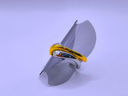 RB0064 - Anillo Acero Inoxidable Doble Chapa Oro 10k Calenbi Calenbi Joyería