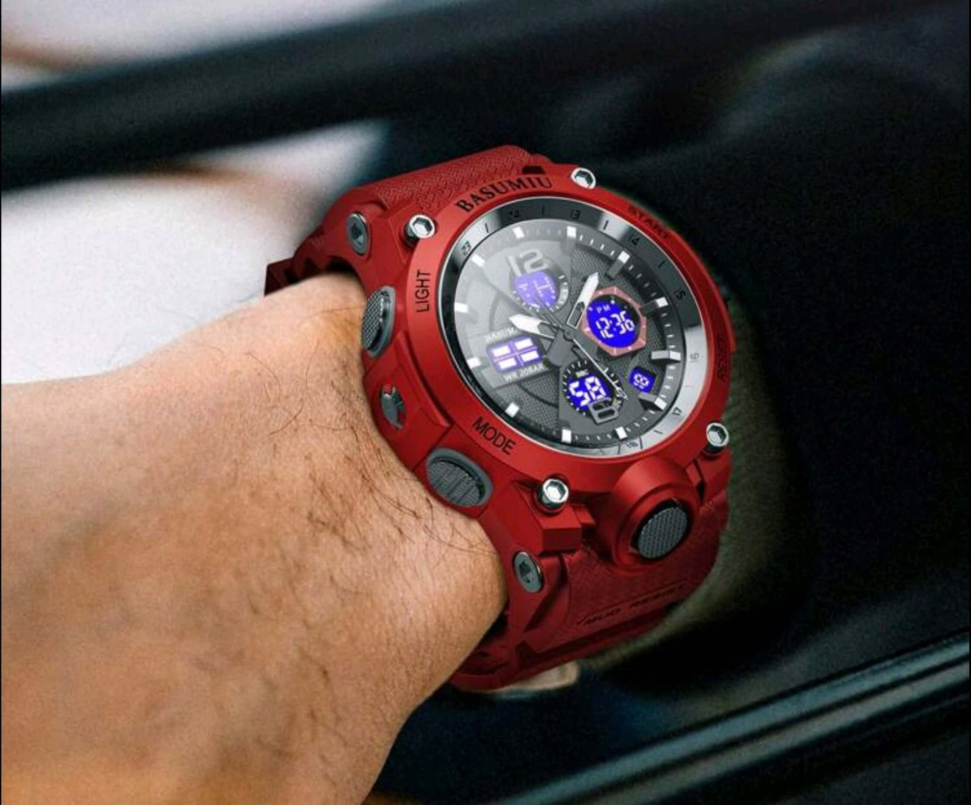 WA0024 - Reloj Digital Análogo Plástico Rojo BASUMIU Calenbi Joyería