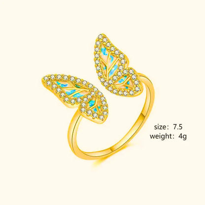 RB0025 - Anillo Cobre Mariposa Ajustable Chapa Oro 10K Calenbi Calenbi Joyería