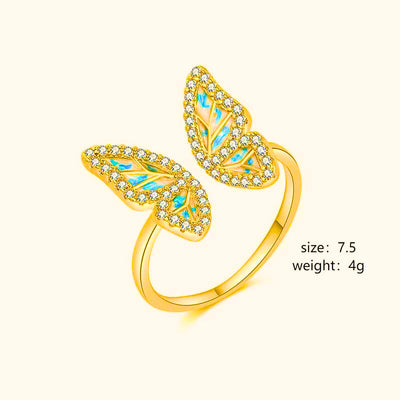RB0025 - Anillo Cobre Mariposa Ajustable Chapa Oro 10K Calenbi Calenbi Joyería