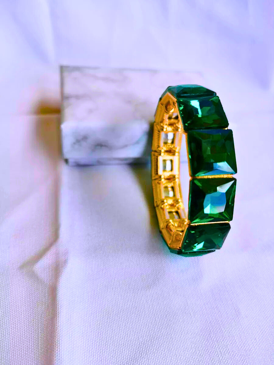 BB0005,6,7,8,9,31 - Brazalete Cobre Circonita Cubica Colores Elástica Dorado Calenbi Calenbi Joyería