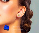 Aretes S925 Ley  Sol Y Luna  Circonita Cubica Azul Y