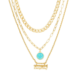 Collar y Aretes Cobre "Emoticon" Esmalte Azul Cielo Chapa Oro 10k