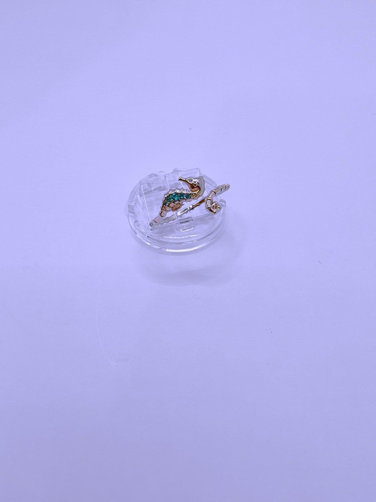 SR0053 - Anillo S925 Ley "Caballito de Mar" Circonita aquamarina Ajustable Calenbi