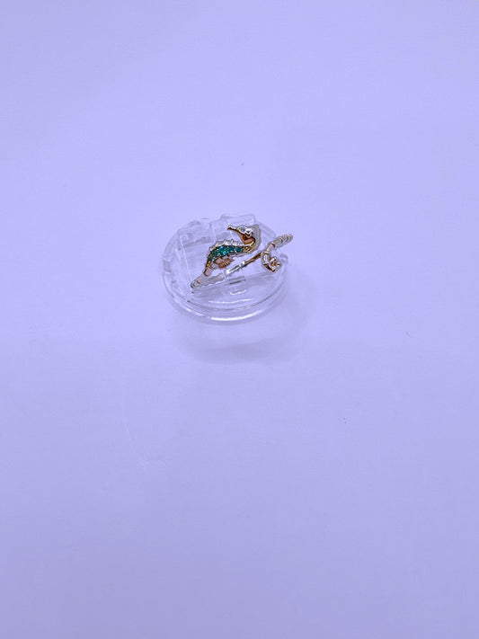 SR0053 - Anillo S925 Ley "Caballito de Mar" Circonita aquamarina Ajustable Calenbi