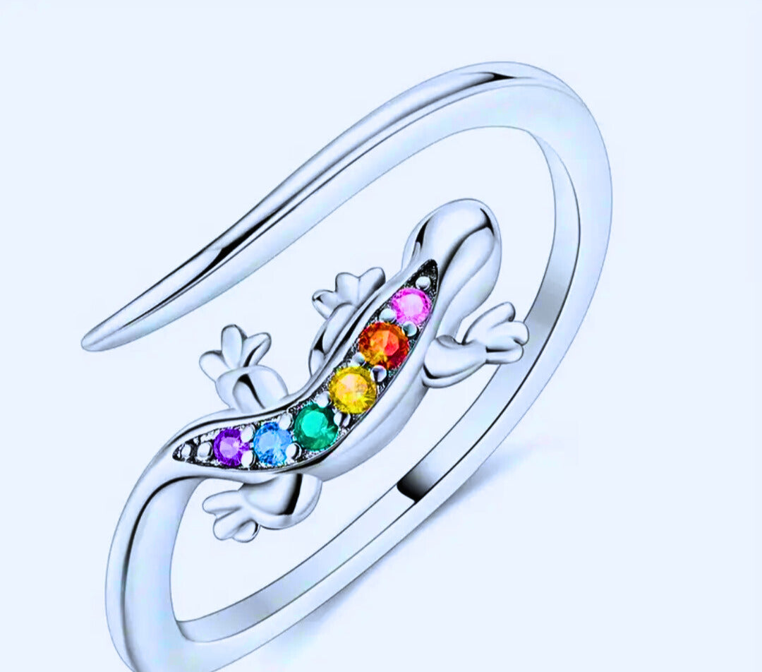 SR0006 - Anillo S925 Ley Circonita Colores Ajustable Salamandra Calenbi