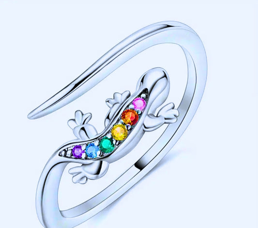 SR0006 - Anillo S925 Ley Circonita Colores Ajustable Salamandra Calenbi