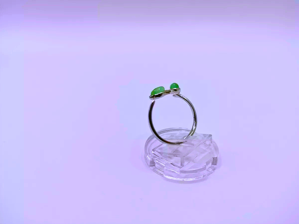 SR0003 - Anillo S925 Ley "Retoño Planta" Circonita Imitación Jade Ajustable Calenbi Calenbi Joyería
