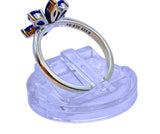 Anillo Plata Ley 925 Pandora Flor Circonita  Azul Marino Azul Marino