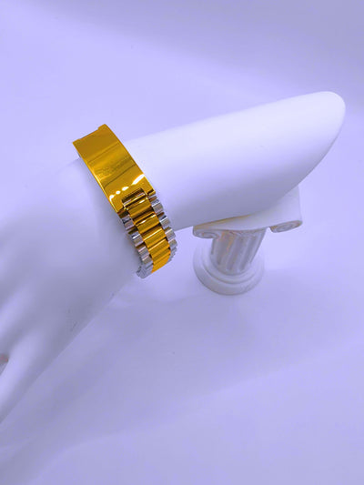 BB0023 - Pulsera Acero Inoxidable Broche Dorado 10k Unisex Calenbi Calenbi Joyería