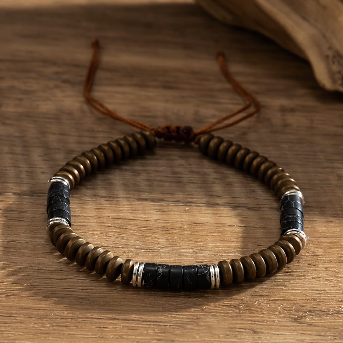 BB0010 - Pulsera Cera De Vela Hilo Ajustable Bronce Unisex Calenbi Calenbi Joyería