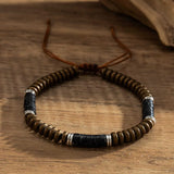 BB0010 - Pulsera Cera De Vela Hilo Ajustable Bronce Unisex Calenbi Calenbi Joyería