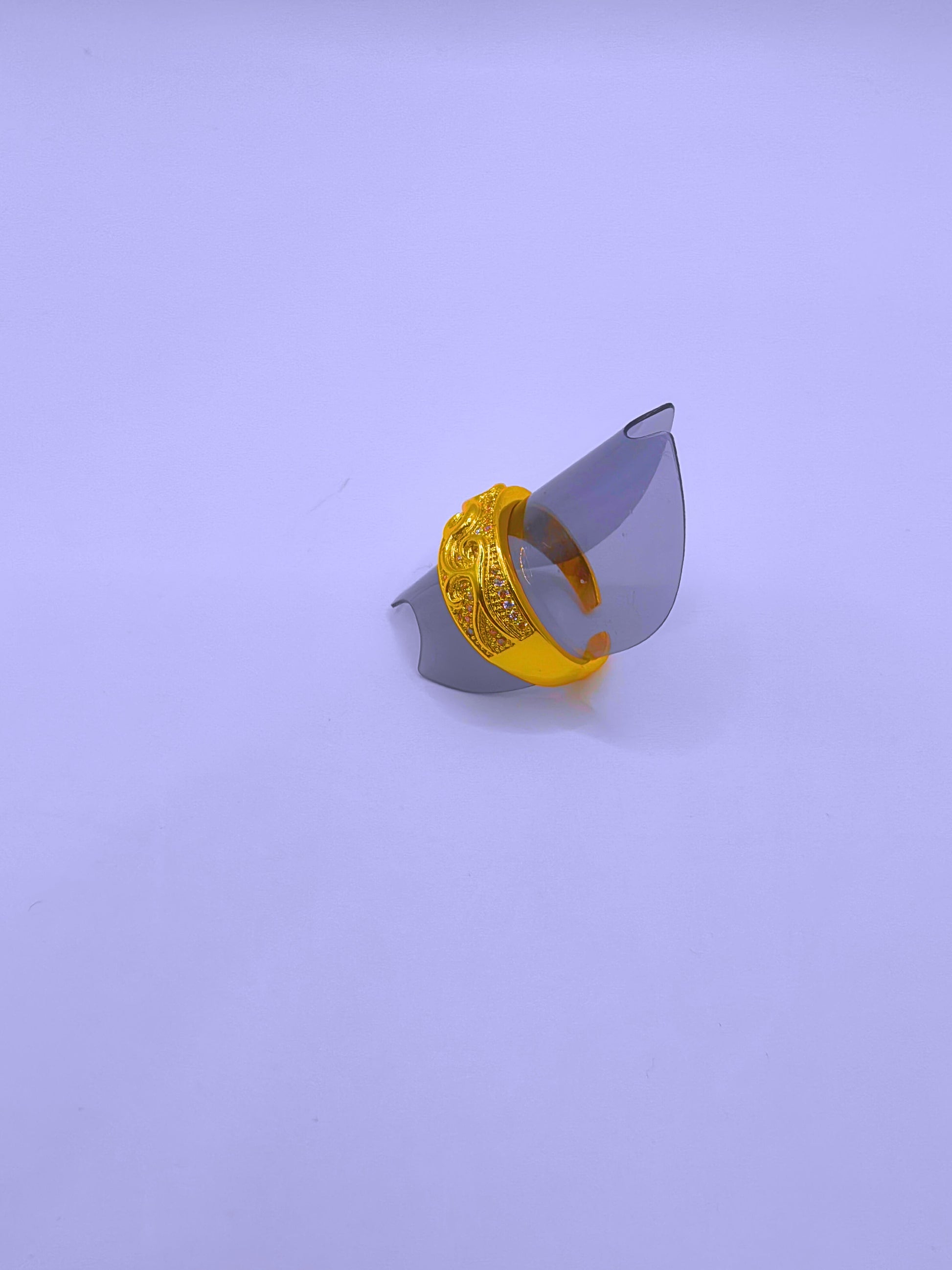 BN0002 - Anillo Cobre Grabado Flor Chapa Oro 14k Ajustable Calenbi Calenbi Joyería