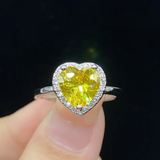 Anillo Cobre Corazón Amarillo Plateado Ajustable