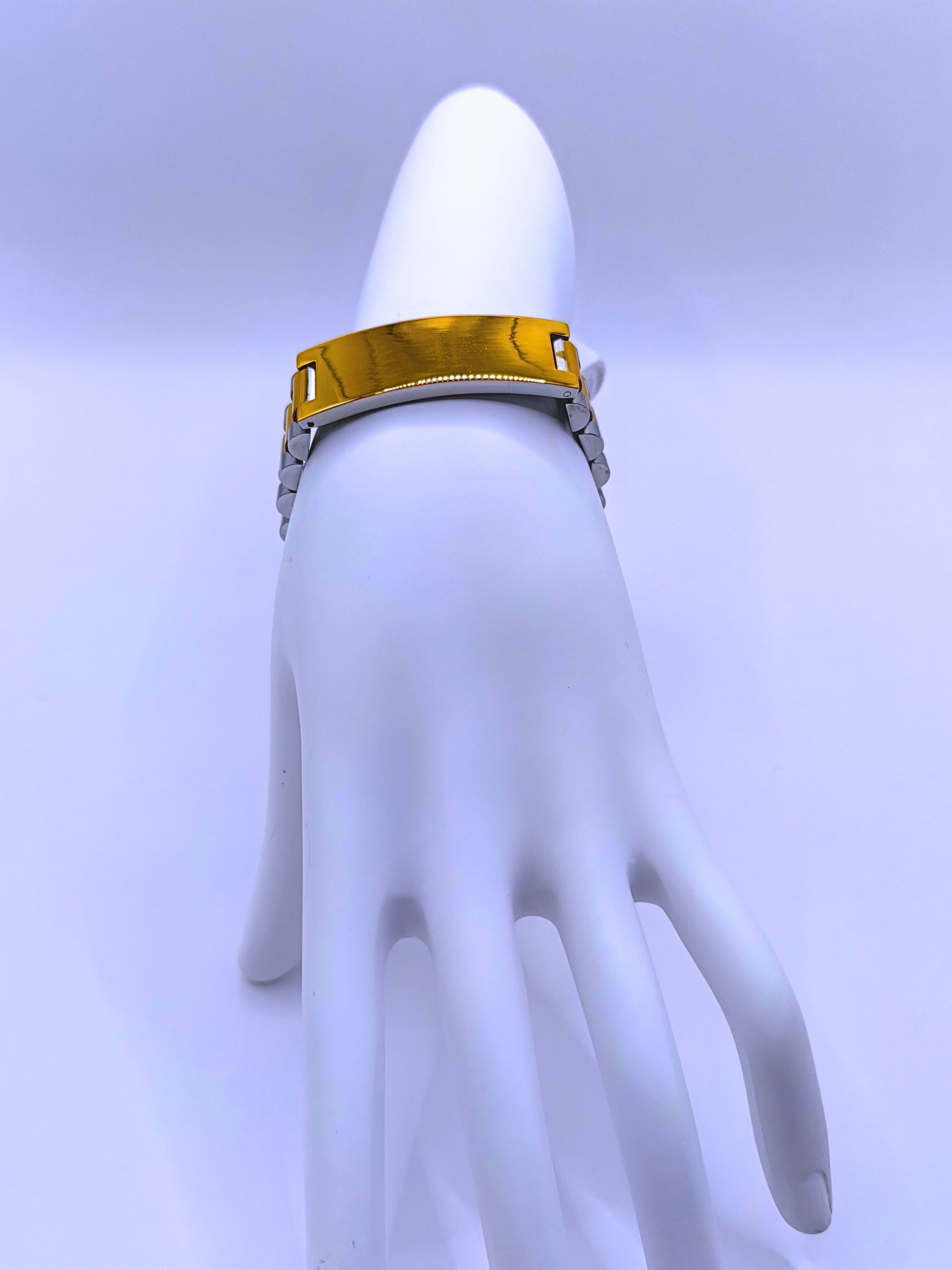 BB0023 - Pulsera Acero Inoxidable Broche Dorado 10k Unisex Calenbi Calenbi Joyería