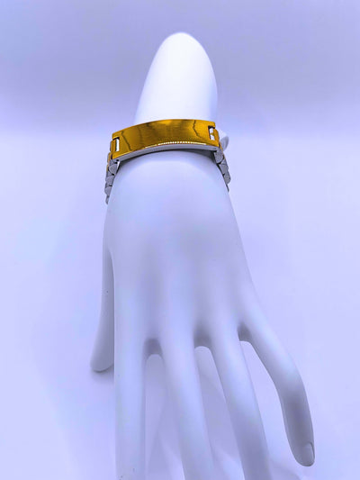 BB0023 - Pulsera Acero Inoxidable Broche Dorado 10k Unisex Calenbi Calenbi Joyería