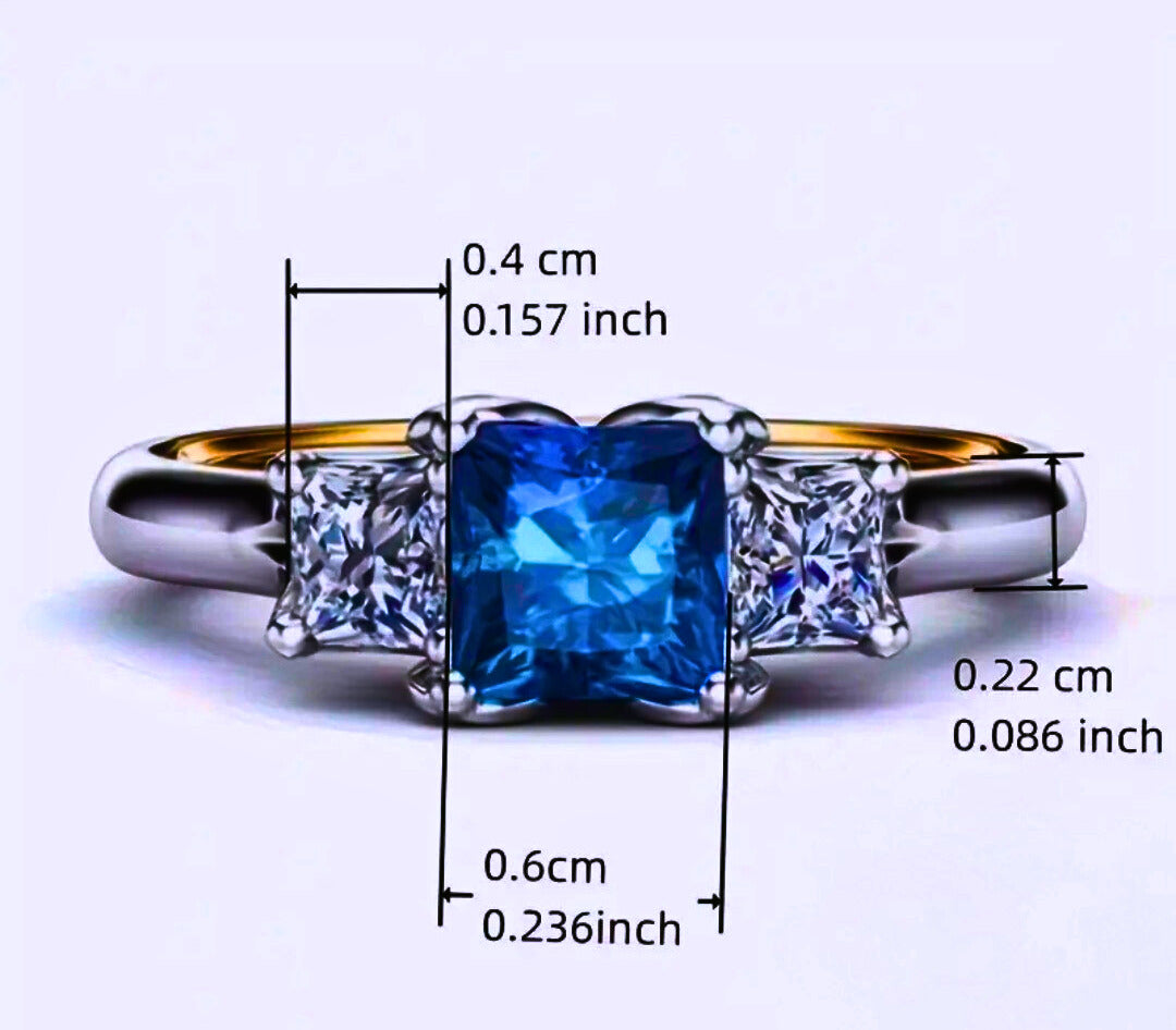 SR0056 - Anillo S925 Esterlina "Realeza" Circonita Cubica Azul y Blanco Cerrado Calenbi