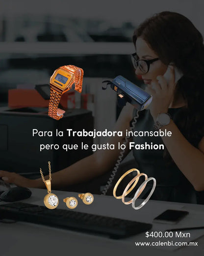 Accesorios de moda para mujer trabajadora: reloj, teléfono y joyería para la mujer moderna y elegante.