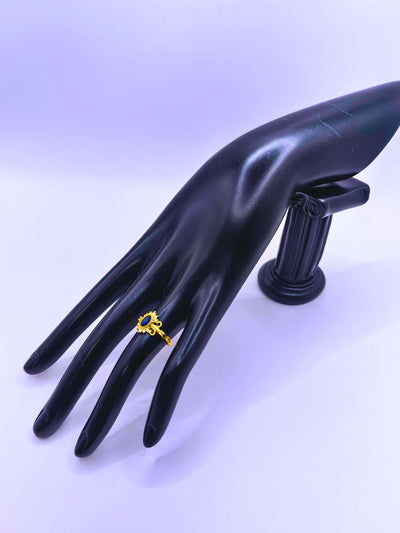 SR0069 - Anillo S925 Ley "Sello Real" Circonita Cubica Azul Marino Chapa Oro Calenbi Joyería