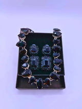NEB0015,16,17,18 - Collar y Aretes Aleación Circonita Cubica Negro,Rojo y Blanco Calenbi Calenbi Joyería