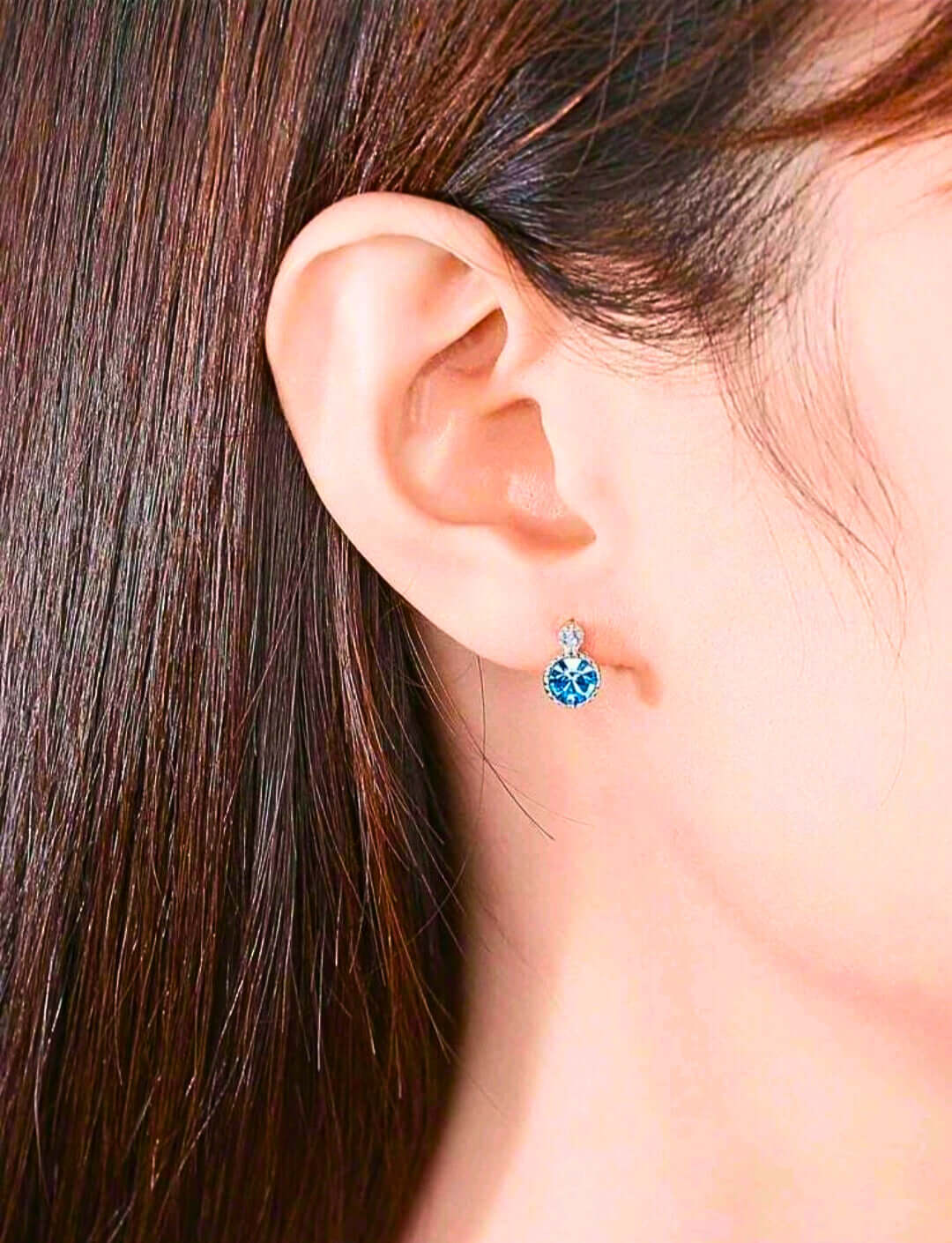 SNE0001 - Collar y Aretes S925 Ley Mínimalista Moderno Circonita Azul Cielo Calenbi Calenbi Joyería