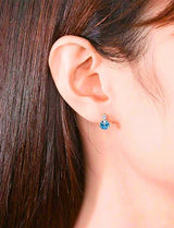 SNE0001 - Collar y Aretes S925 Ley Mínimalista Moderno Circonita Azul Cielo Calenbi Calenbi Joyería