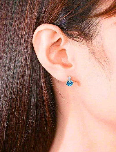 SNE0001 - Collar y Aretes S925 Ley Mínimalista Moderno Circonita Azul Cielo Calenbi Calenbi Joyería