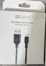 CAB237 - 1M Cable Tipo "C" y "A" 2.1A De Carga y Datos 1Hora Calenbi Joyería