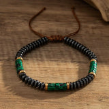 BB0012 - Pulsera Cobre Cuentas Verde Jade Ajustable Calenbi Calenbi Joyería