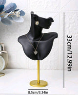 Exhibidor De Joyeria Resina Negro Base Dorada