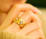 Anillo Plata De Ley 925 Flor Chapa Oro 10k Calenbi